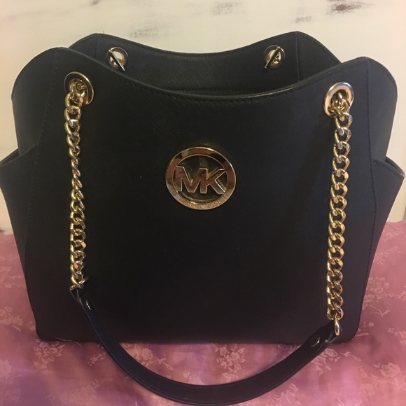 michael kors gold and black purse